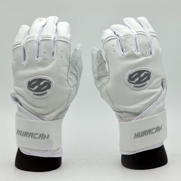 All White-Long Cuff-Batting Gloves